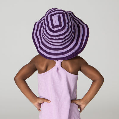 RIBBON - Kids Striped Ribbon Bucket Hat With Chin Strap