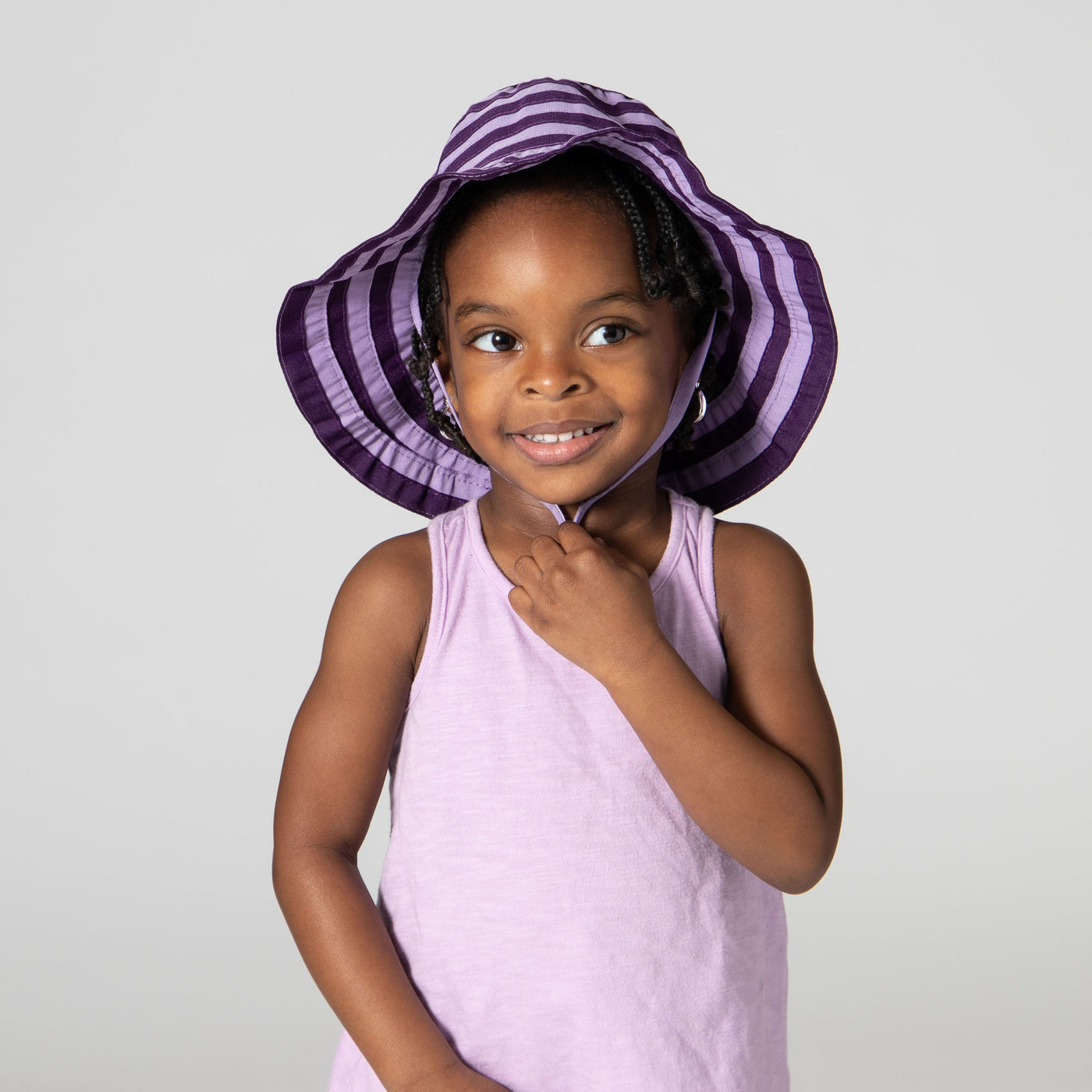 RIBBON - Kids Striped Ribbon Bucket Hat With Chin Strap
