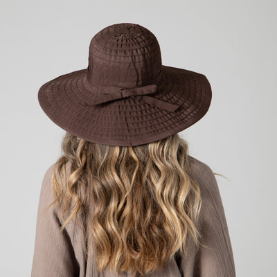 RIBBON - Women's Large Brim Ribbon Hat With A Bow