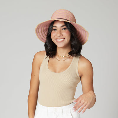 SUN BRIM - Women's Ribbon Paperbraid Stripe Sun Brim