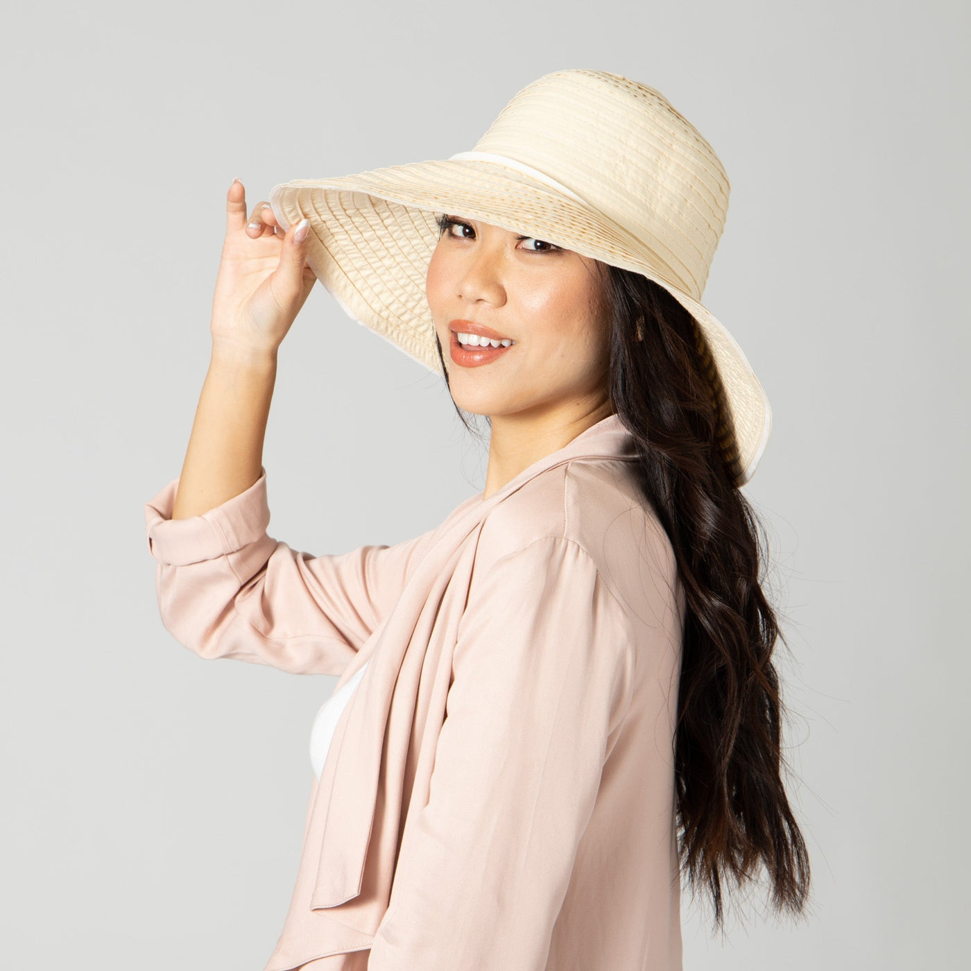 RIBBON - Women's Raw Edge Ribbon Sun Hat