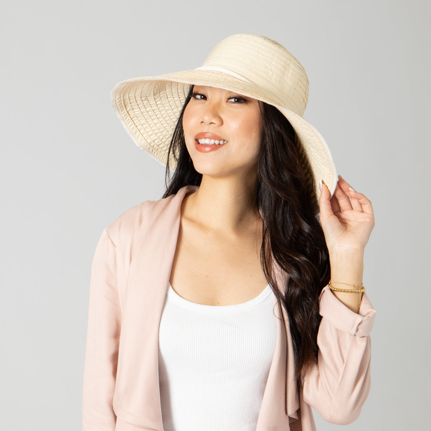 RIBBON - Women's Raw Edge Ribbon Sun Hat