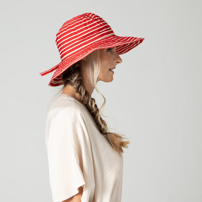 BUCKET - Women's Striped Sun Brim W/ Ribbon (RBM207)