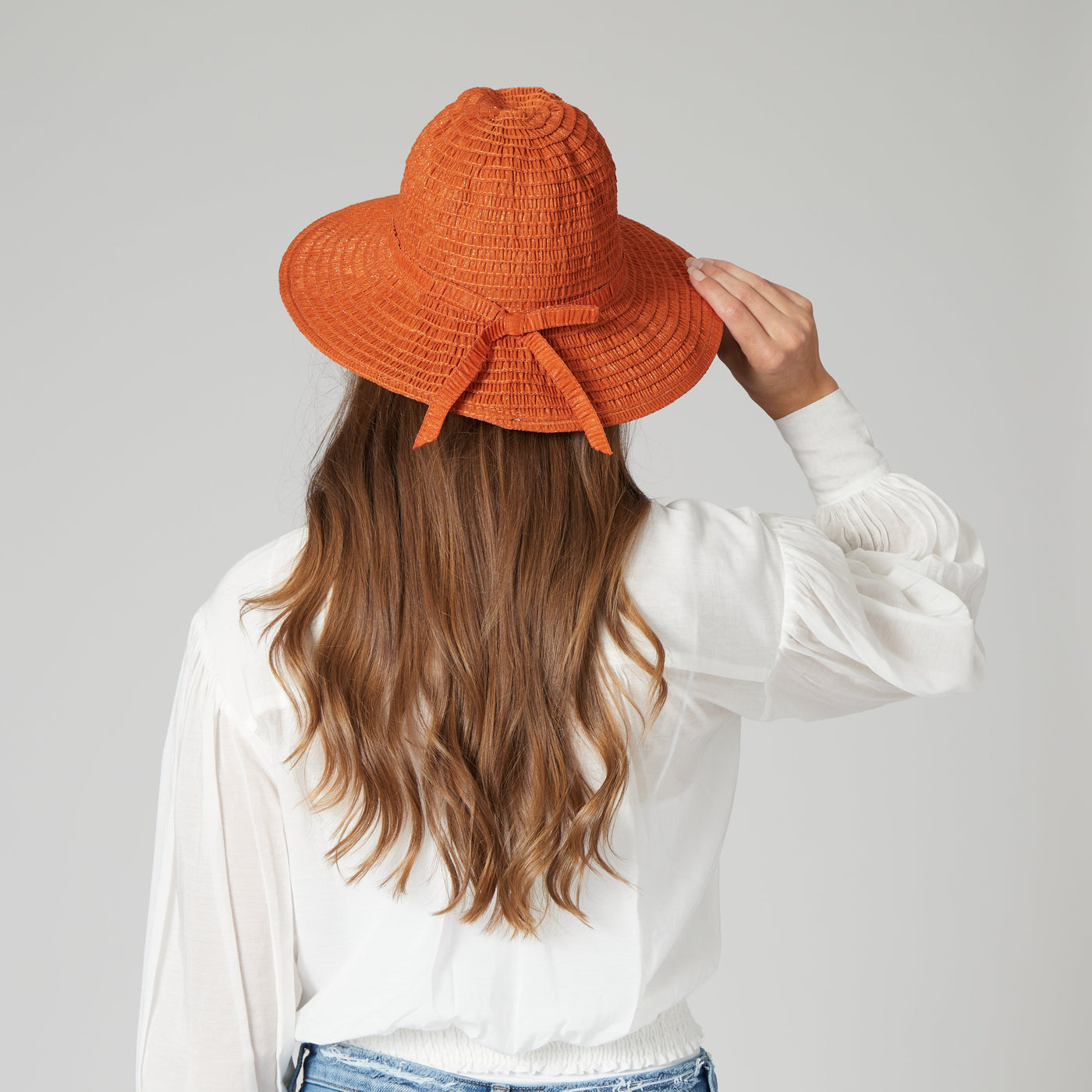 SUN BRIM - Women's Shimmery Ribbon Sun Hat