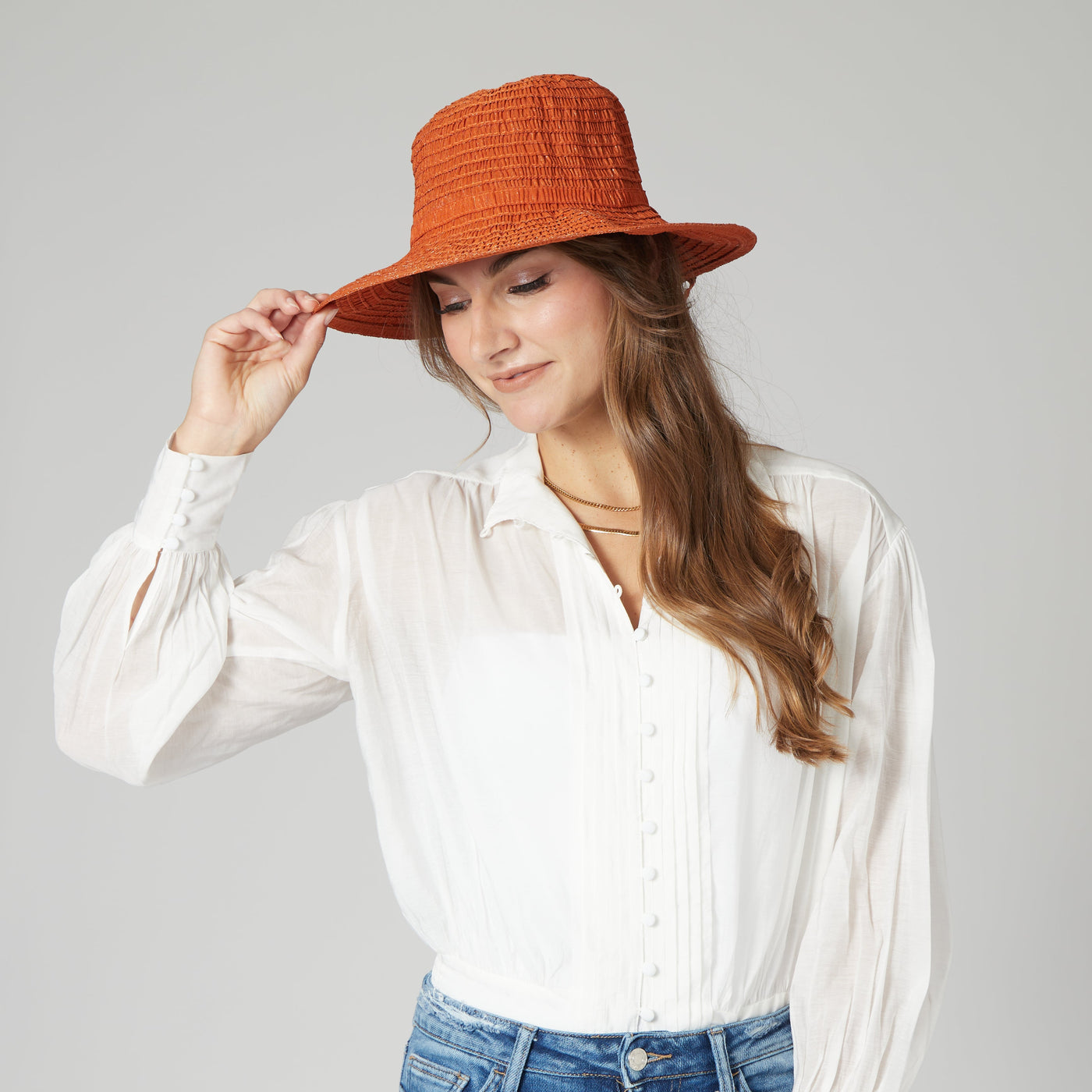 SUN BRIM - Women's Shimmery Ribbon Sun Hat