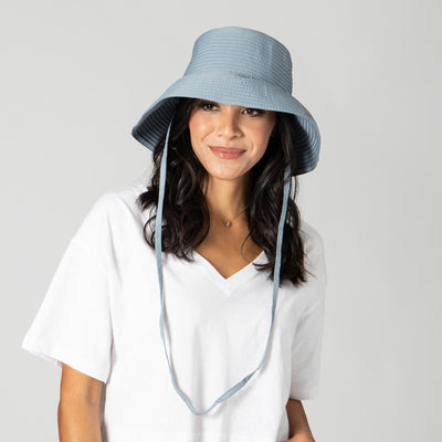 BUCKET - Women's Removable Chin Cord Ribbon Sun Hat