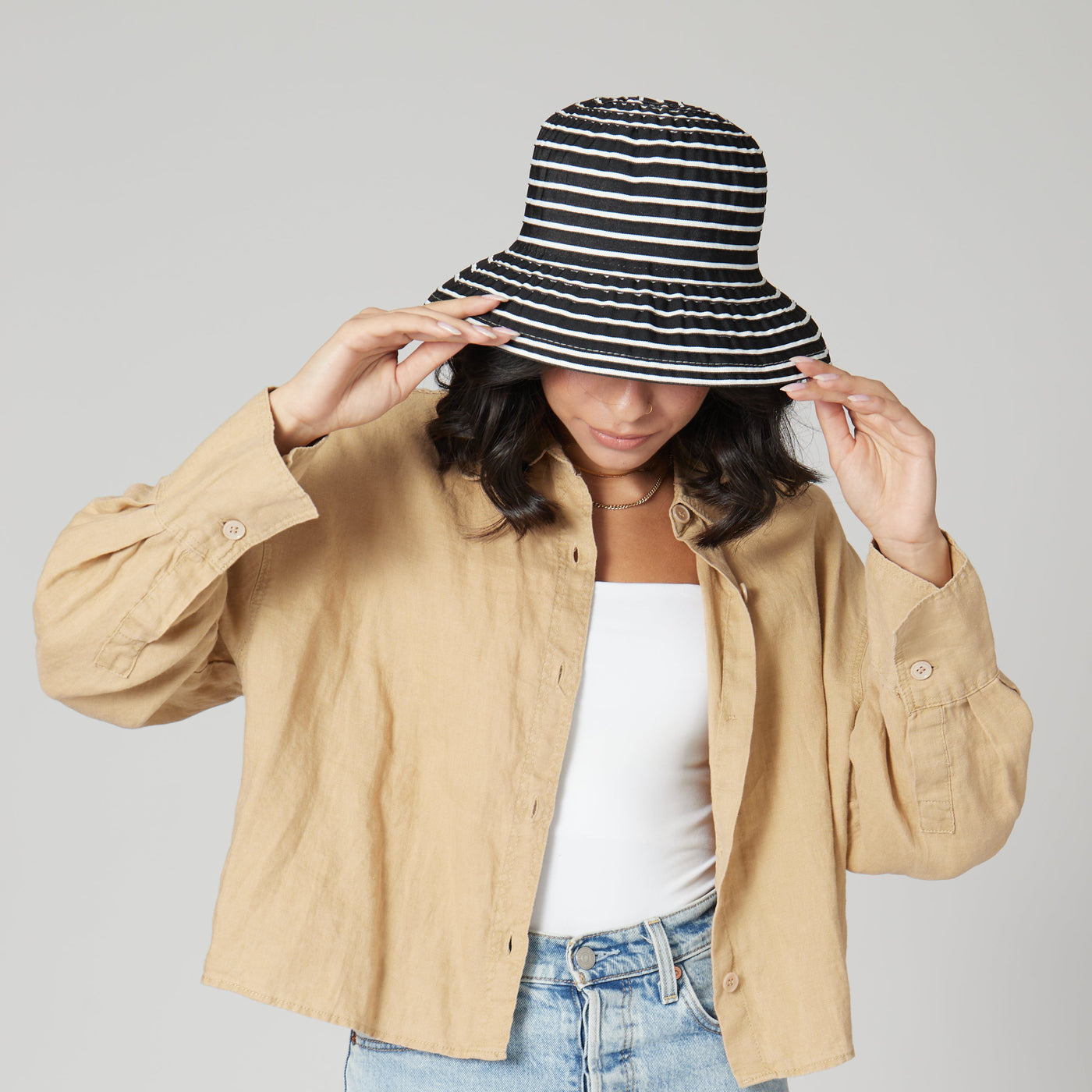 BUCKET - Women's Small Brim Ribbon Floppy