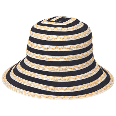 BUCKET - Women's Ribbon Sun Hat With Mixed Zig Zag Straw