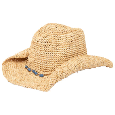 COWBOY - Women's Crocheted Raffia Cowboy With Stone Trim