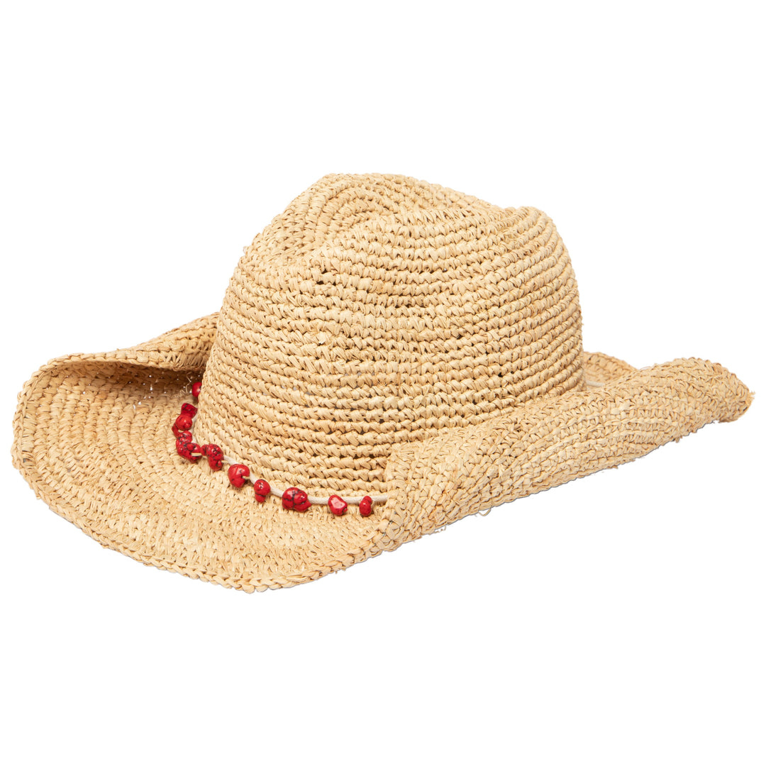 Women's Crocheted Raffia Cowboy Hat With Stone Trim – San Diego