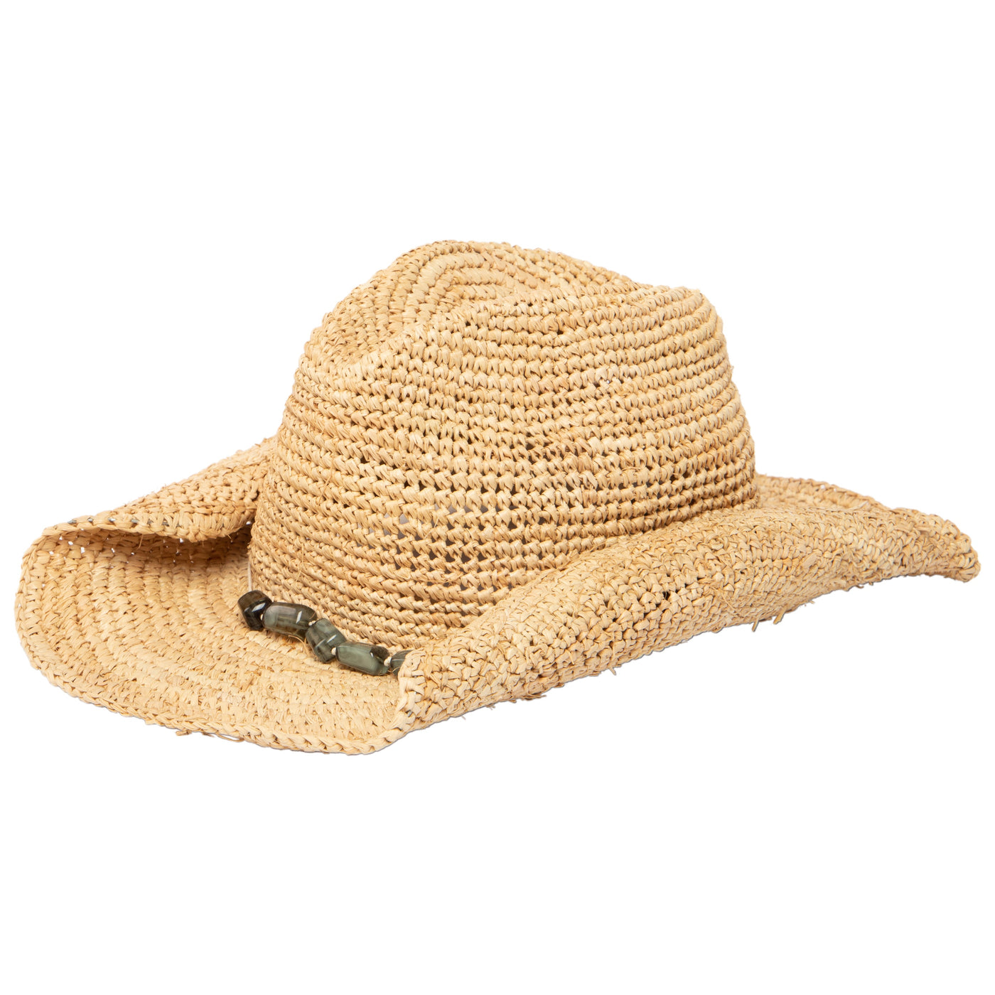 COWBOY - Women's Crocheted Raffia Cowboy With Stone Trim