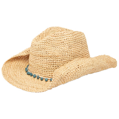 COWBOY - Women's Crocheted Raffia Cowboy With Stone Trim