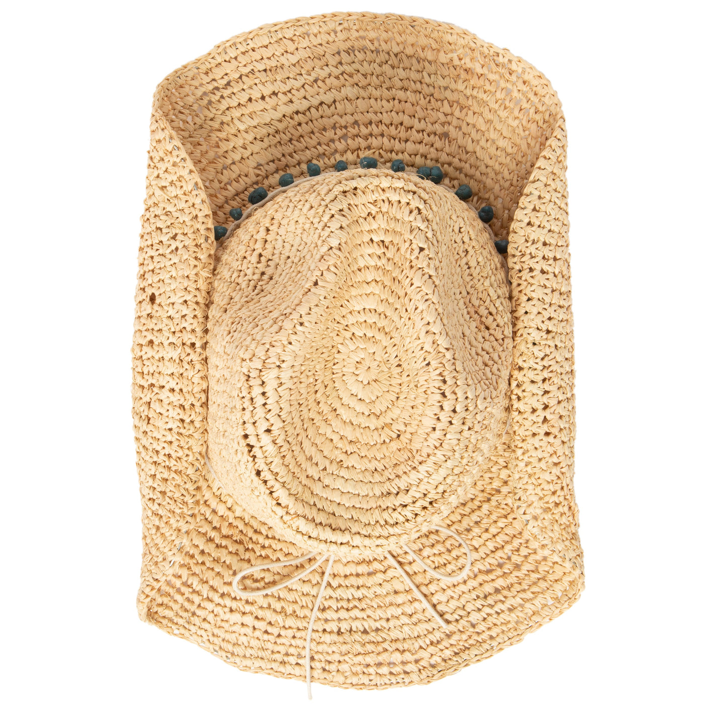 COWBOY - Women's Crocheted Raffia Cowboy With Stone Trim