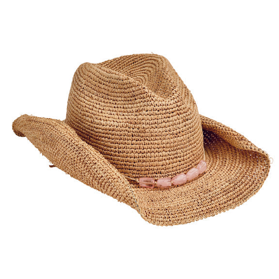 COWBOY - Women's Crocheted Raffia Cowboy With Stone Trim