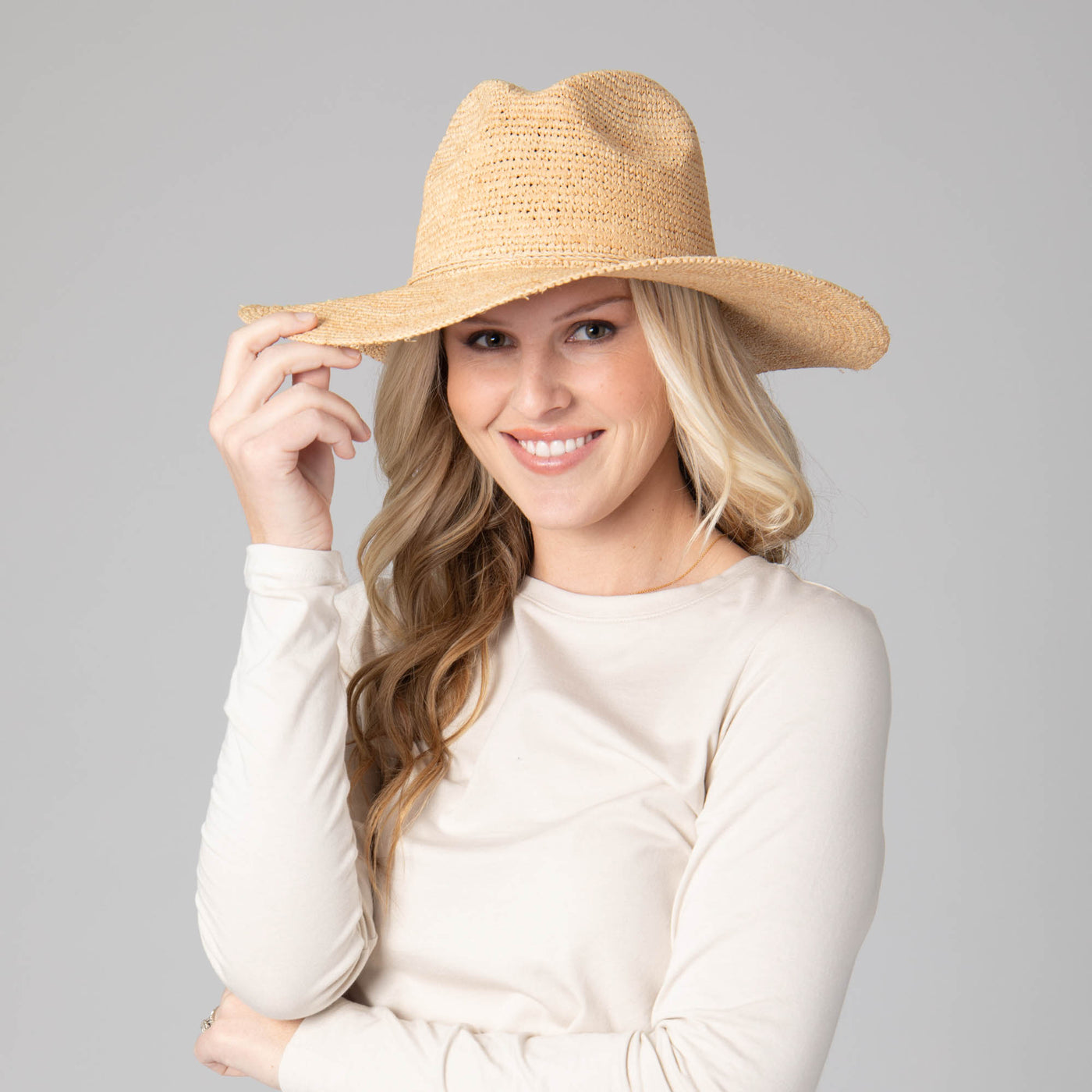 Marina Women's Crochet Raffia Fedora-FEDORA-San Diego Hat Company