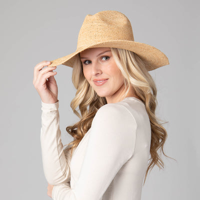 Marina Women's Crochet Raffia Fedora-FEDORA-San Diego Hat Company