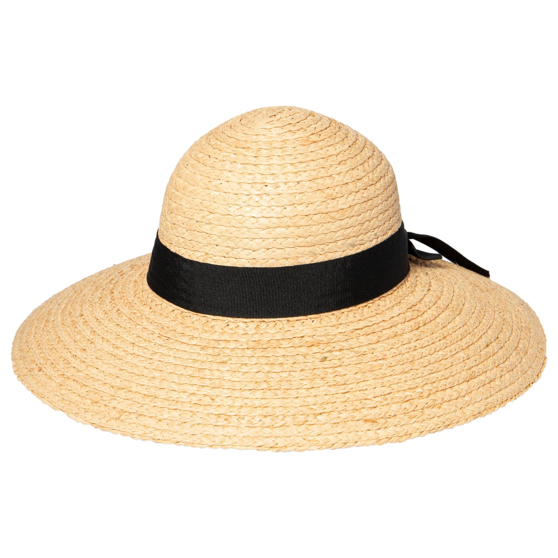 Women's Large Brim Raffia Hat With A Black Ribbon – San Diego Hat Company