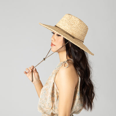 Raffia Lurex Blend Lifeguard Hat With Adjustable Chin Cord