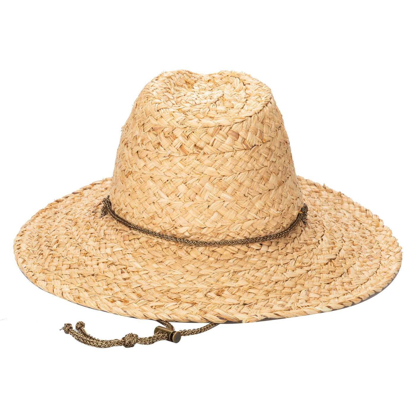 Raffia Lurex Blend Lifeguard Hat With Adjustable Chin Cord