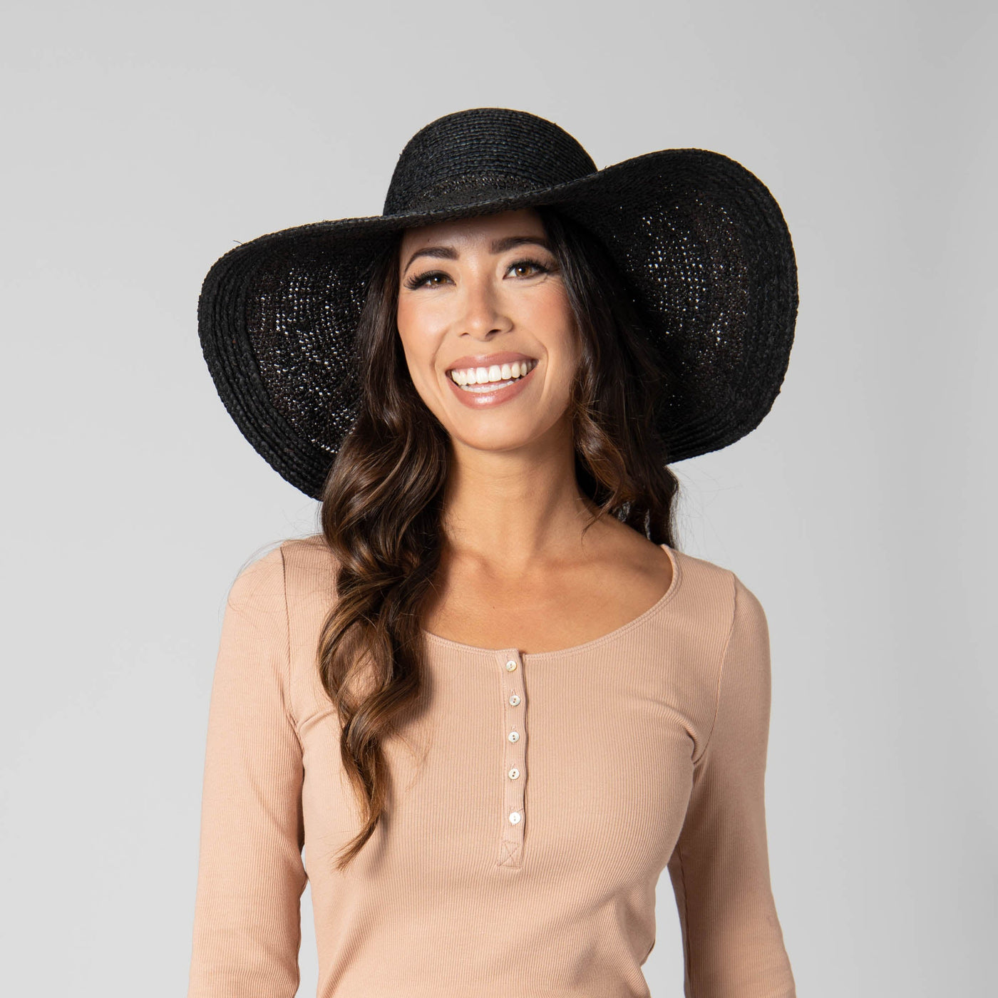 FLOPPY - Elegant - Raffia Braid Round Crown Sun Hat