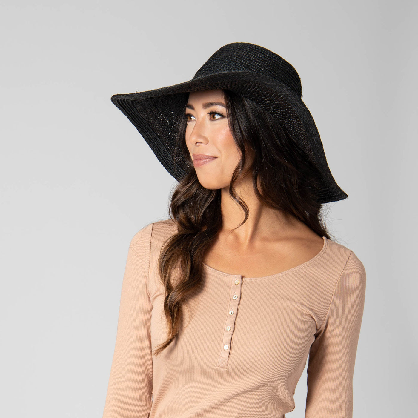 FLOPPY - Elegant - Raffia Braid Round Crown Sun Hat