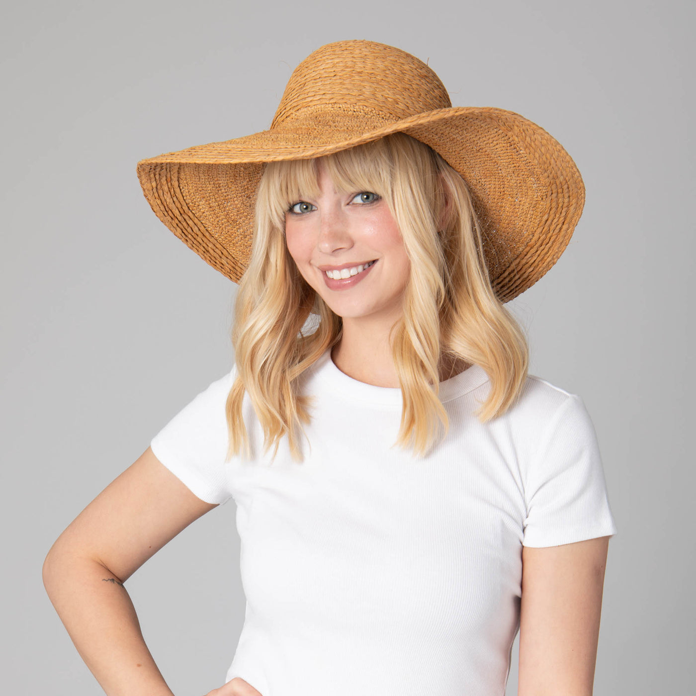 Elegant - Raffia Braid Round Crown Sun Hat-FLOPPY-San Diego Hat Company