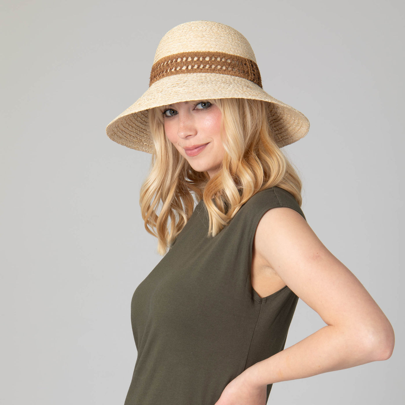 Waterfront Women's Raffia Braided Bucket Sun Hat-BUCKET-San Diego Hat Company