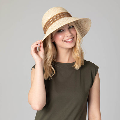 Waterfront Women's Raffia Braided Bucket Sun Hat-BUCKET-San Diego Hat Company