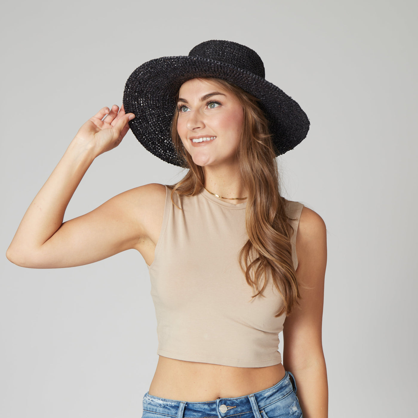 SUN BRIM - Womens Oval Crown Raffia