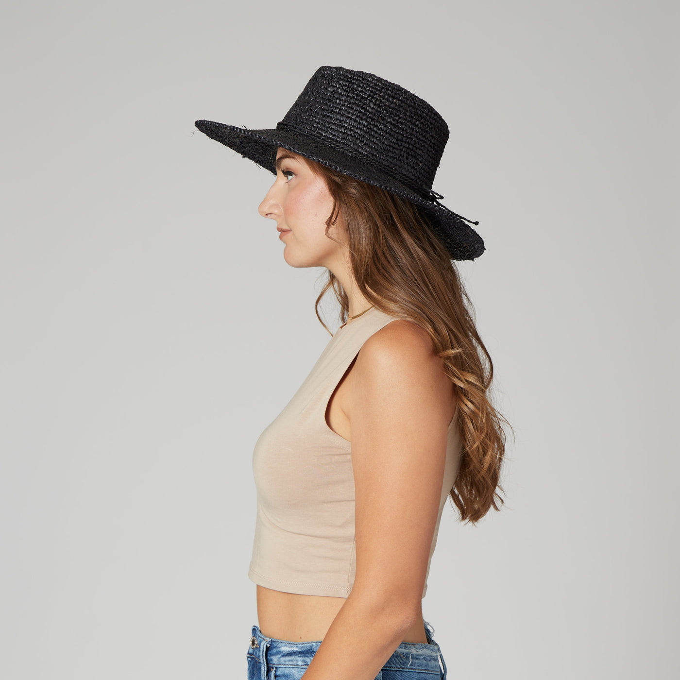 SUN BRIM - Womens Oval Crown Raffia