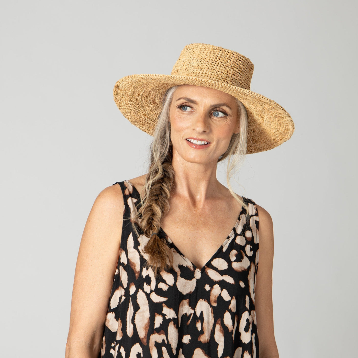 SUN BRIM - Womens Oval Crown Raffia