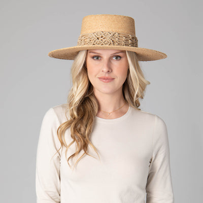 Sandy Beach - Women's Raffia Braided Telescope Boater-BOATER-San Diego Hat Company