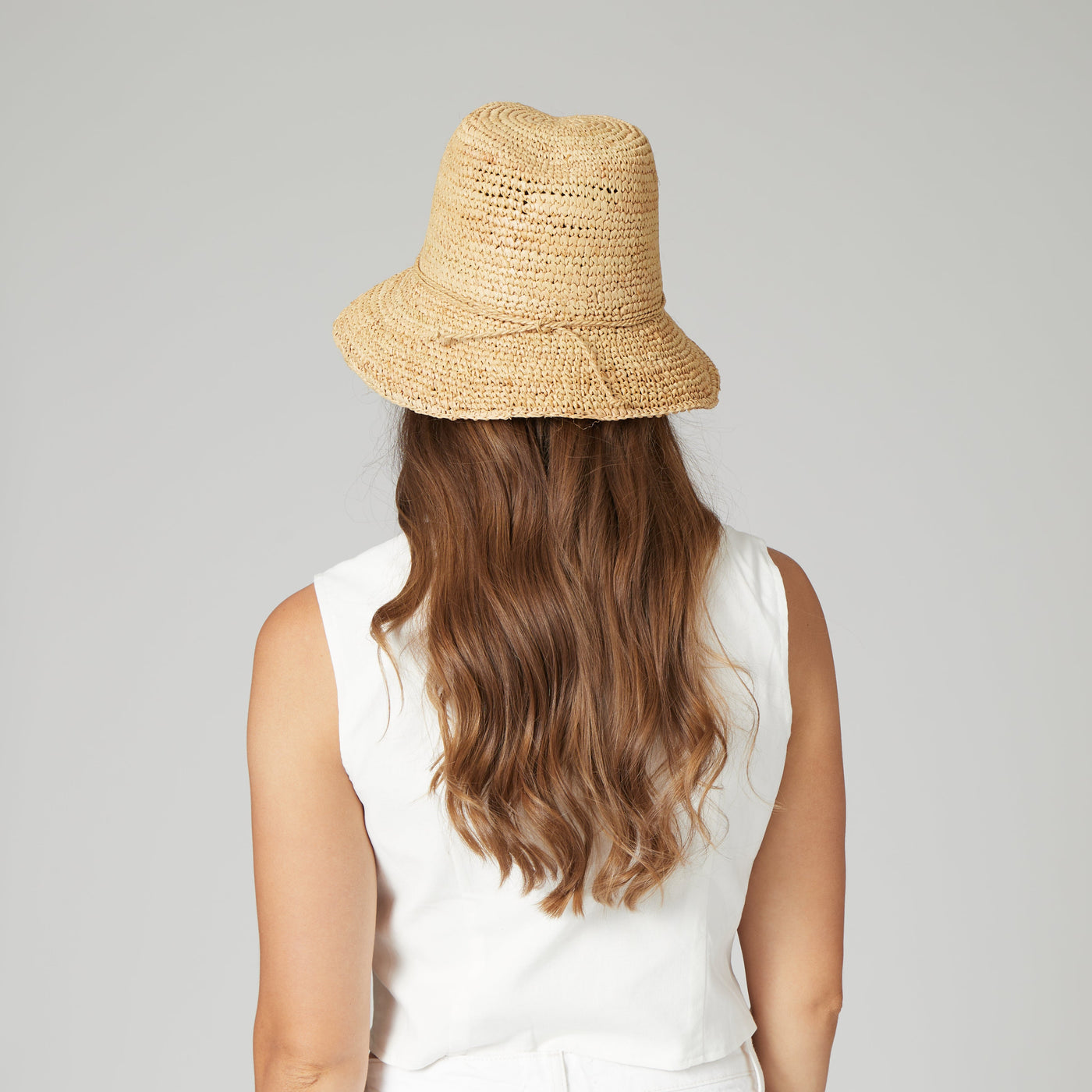 BUCKET - Womens Crochet Raffia Bucket (RHS3106)