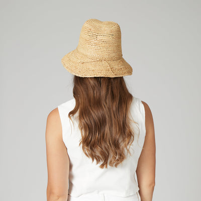 BUCKET - Womens Crochet Raffia Bucket (RHS3106)