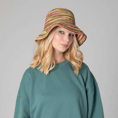 Iris - Women's Crochet Raffia Packable Bucket Hat-BUCKET-San Diego Hat Company