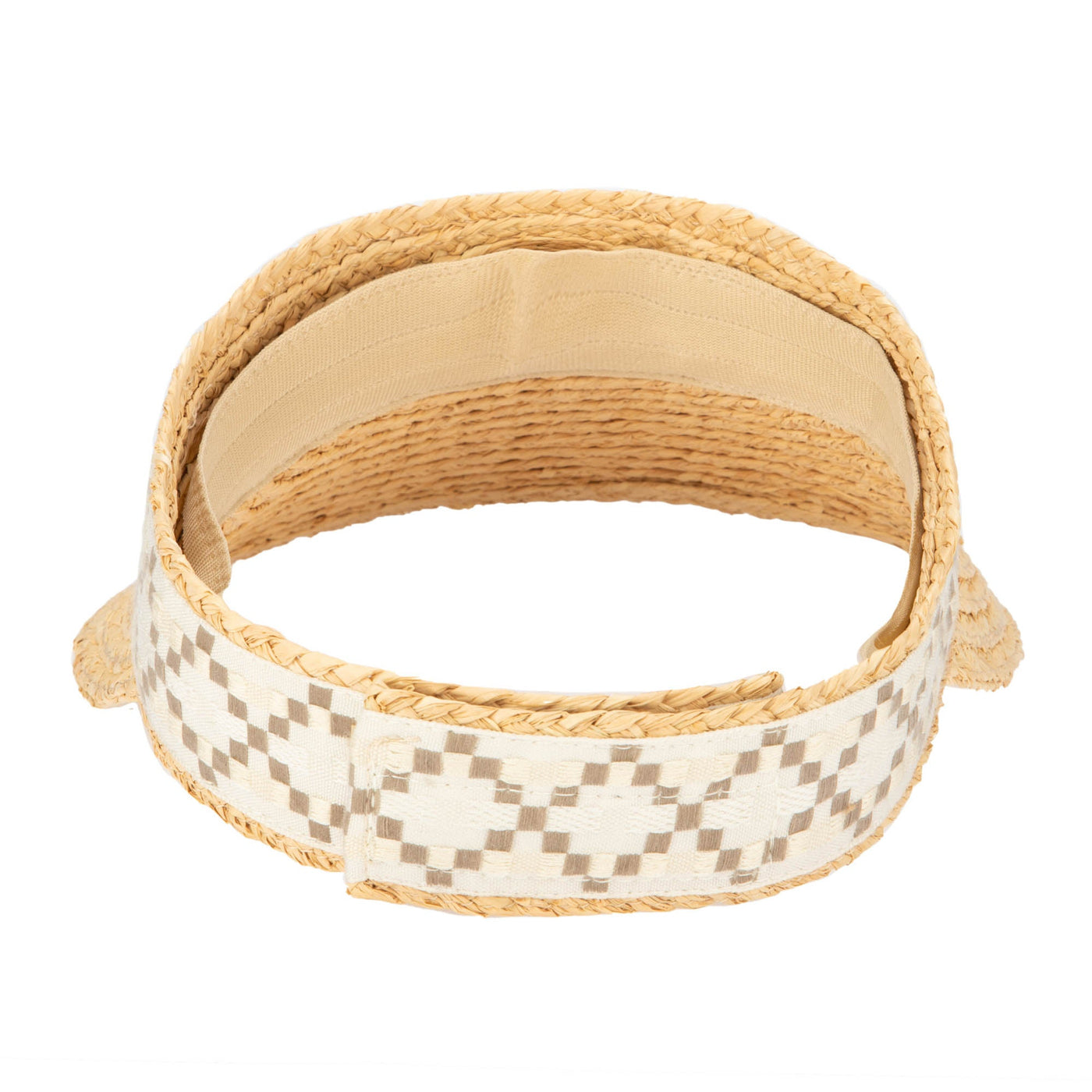 VISOR - Past Noon - Women's Raffia Braid Visor With Jacquard Band