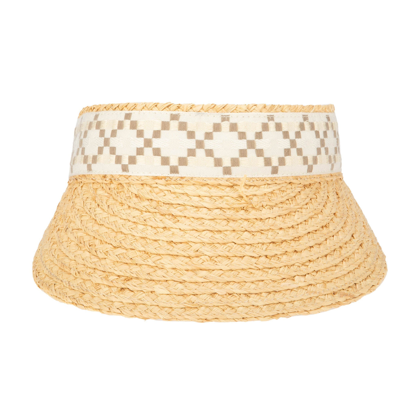 VISOR - Past Noon - Women's Raffia Braid Visor With Jacquard Band