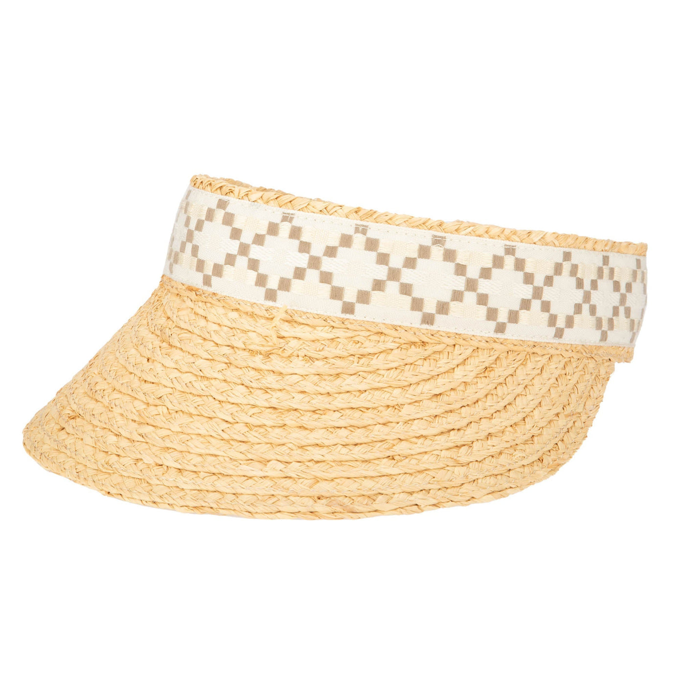 VISOR - Past Noon - Women's Raffia Braid Visor With Jacquard Band