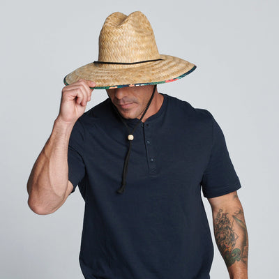 Men's Straw Lifeguard Hat - Under Brim Print | San Diego Hat