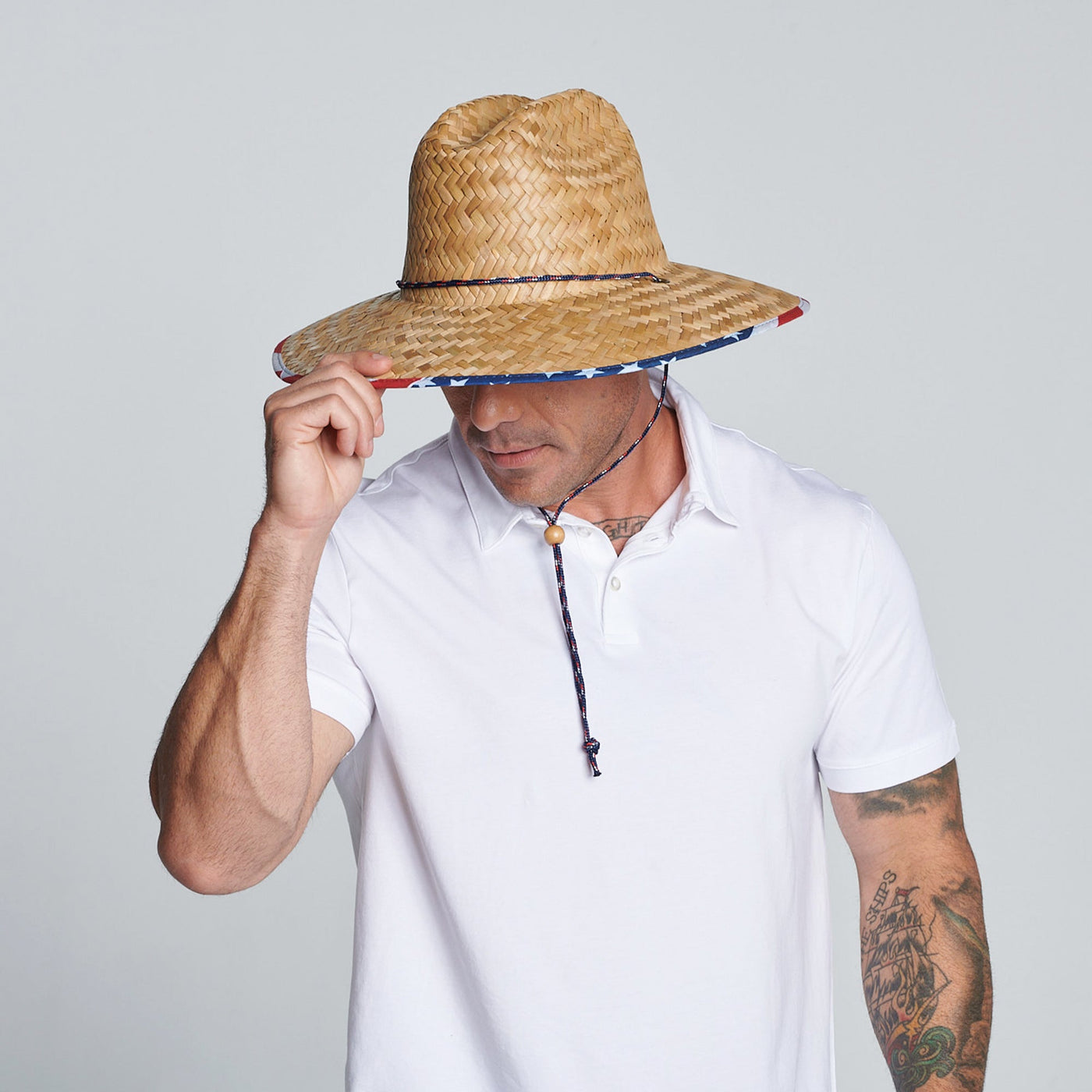 Men's Straw Lifeguard Hat - Under Brim Print | San Diego Hat