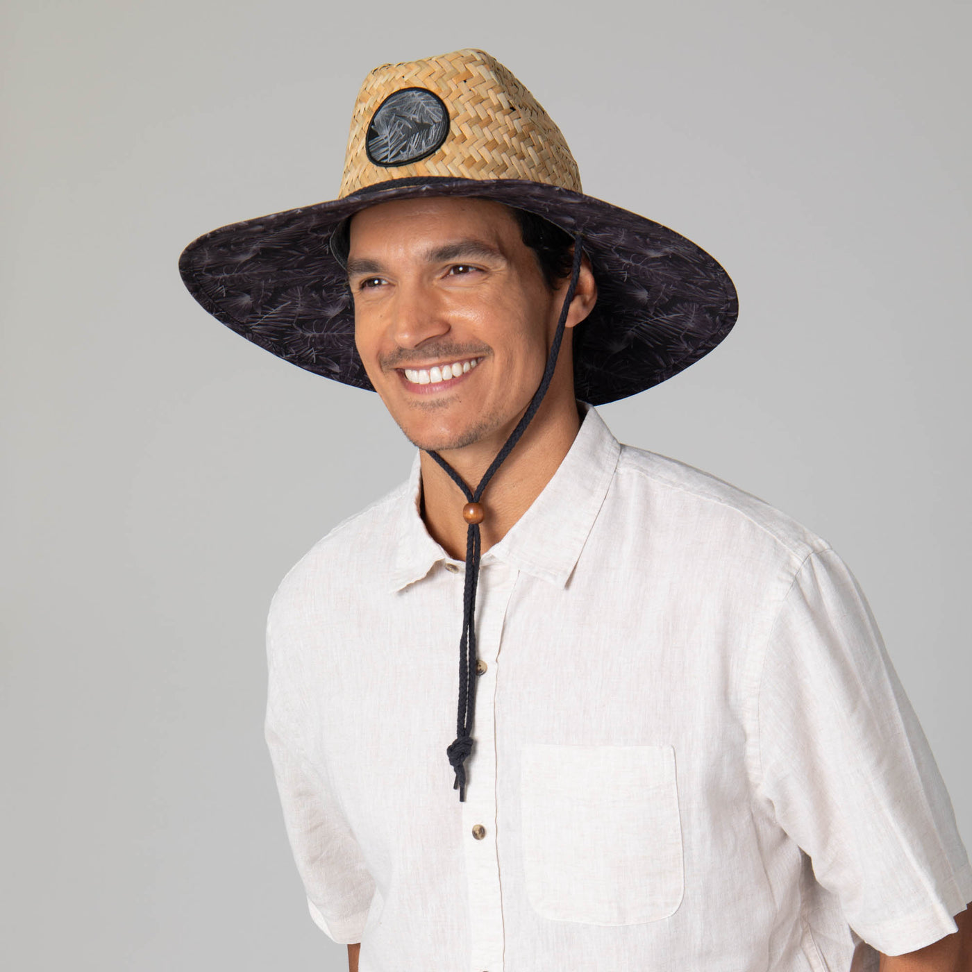 Mens Straw Lifeguard with Tropical Printed Under-brim-LIFEGUARD-San Diego Hat Company