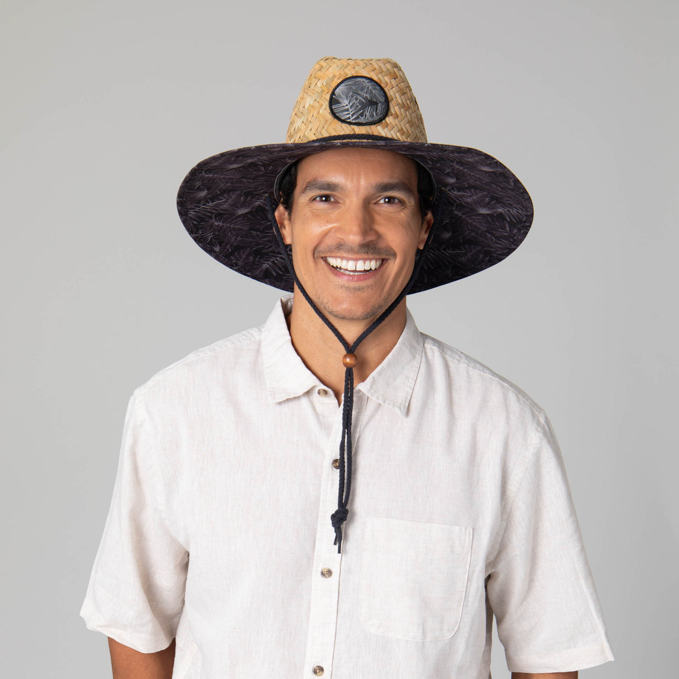 Mens Straw Lifeguard with Tropical Printed Under-brim-LIFEGUARD-San Diego Hat Company