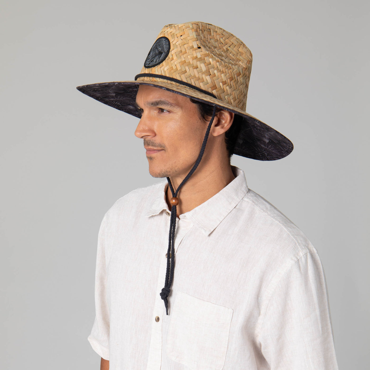 Mens Straw Lifeguard with Tropical Printed Under-brim-LIFEGUARD-San Diego Hat Company