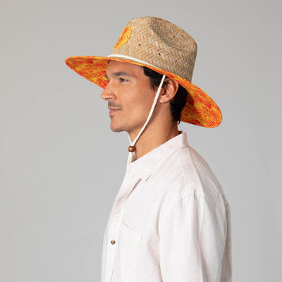 Mens Straw Lifeguard with Tropical Printed Under-brim-LIFEGUARD-San Diego Hat Company