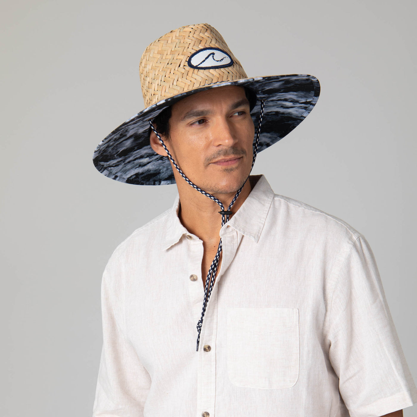 Mens Straw Lifeguard with Ocean Wave Under-brim-LIFEGUARD-San Diego Hat Company