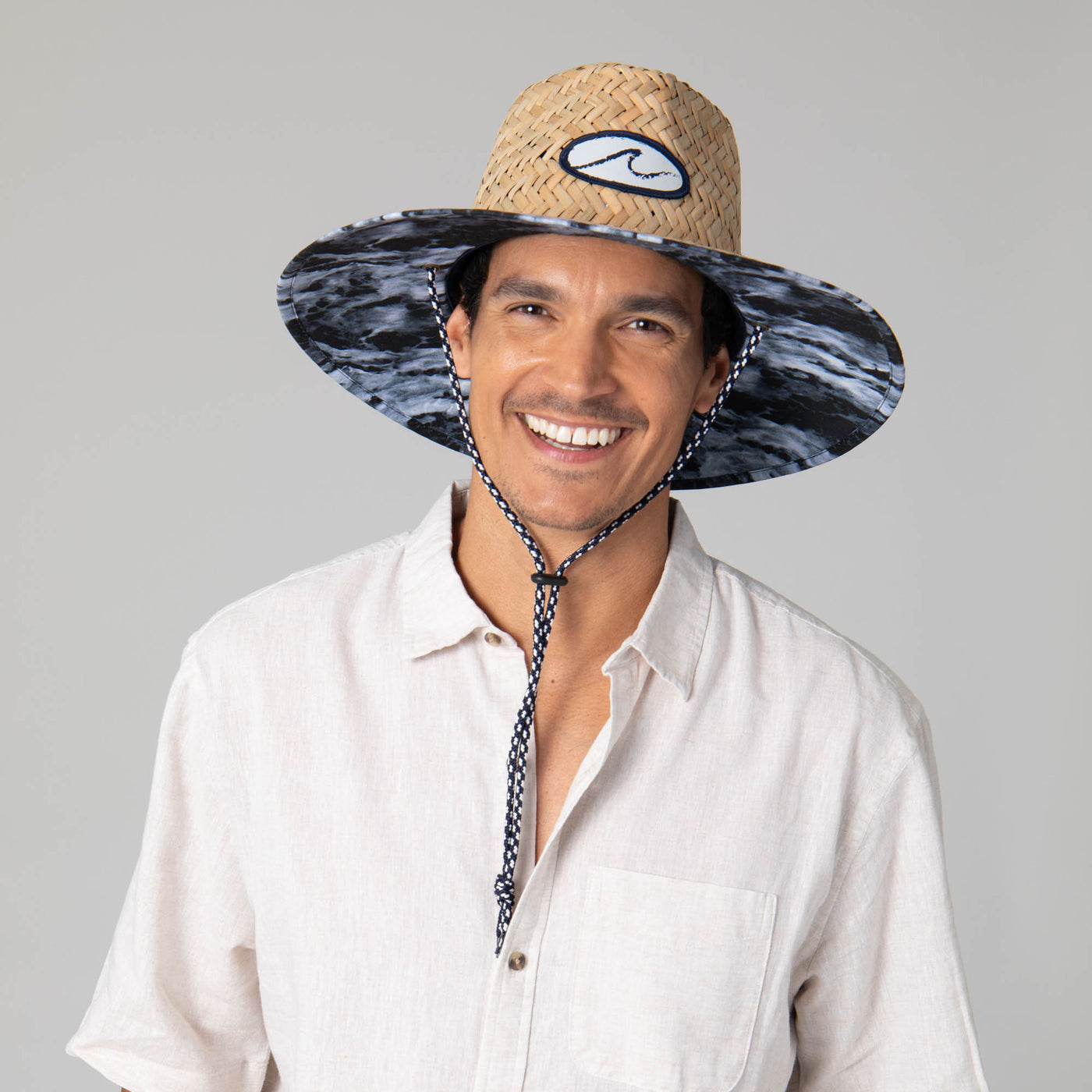 Mens Straw Lifeguard with Ocean Wave Under-brim-LIFEGUARD-San Diego Hat Company