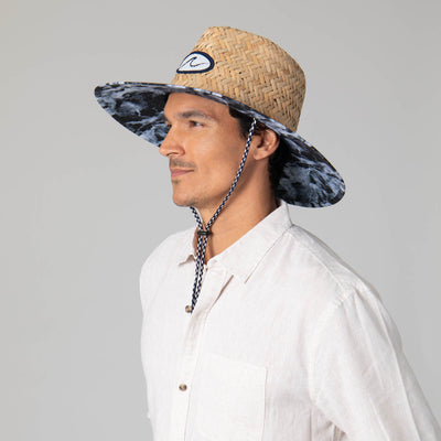 Mens Straw Lifeguard with Ocean Wave Under-brim-LIFEGUARD-San Diego Hat Company
