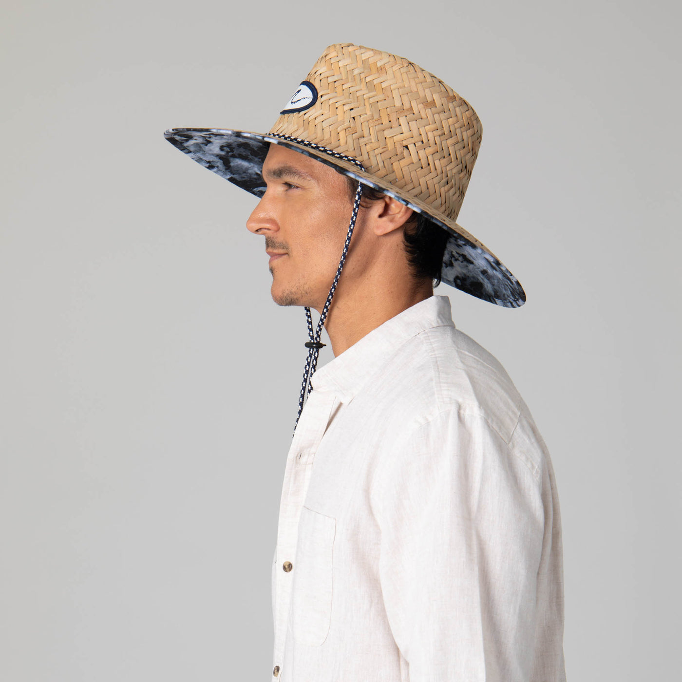 Mens Straw Lifeguard with Ocean Wave Under-brim-LIFEGUARD-San Diego Hat Company