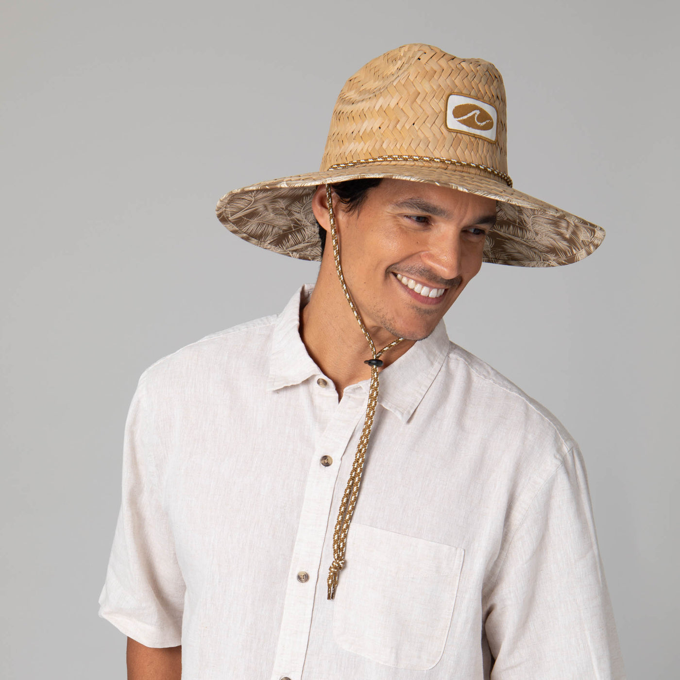 Mens Rush Straw Lifeguard with Tropical Palm Leaf Under-brim-LIFEGUARD-San Diego Hat Company