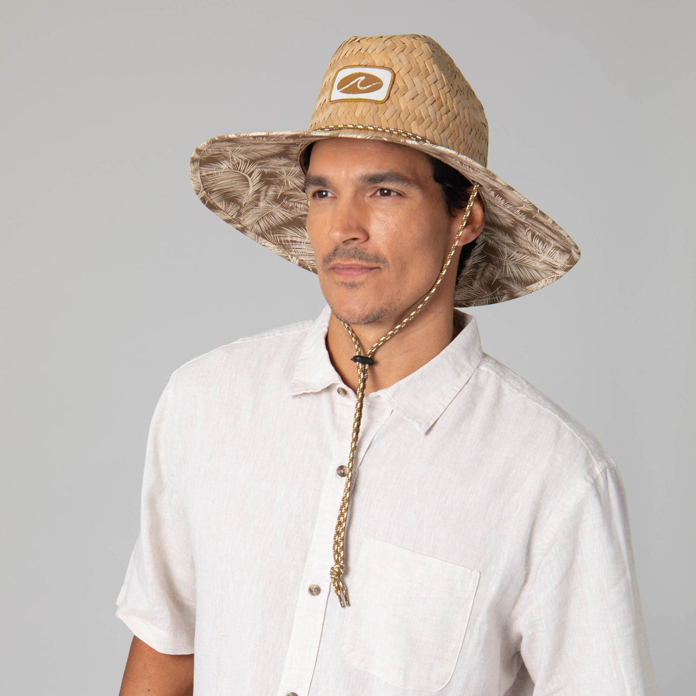 Mens Rush Straw Lifeguard with Tropical Palm Leaf Under-brim – San